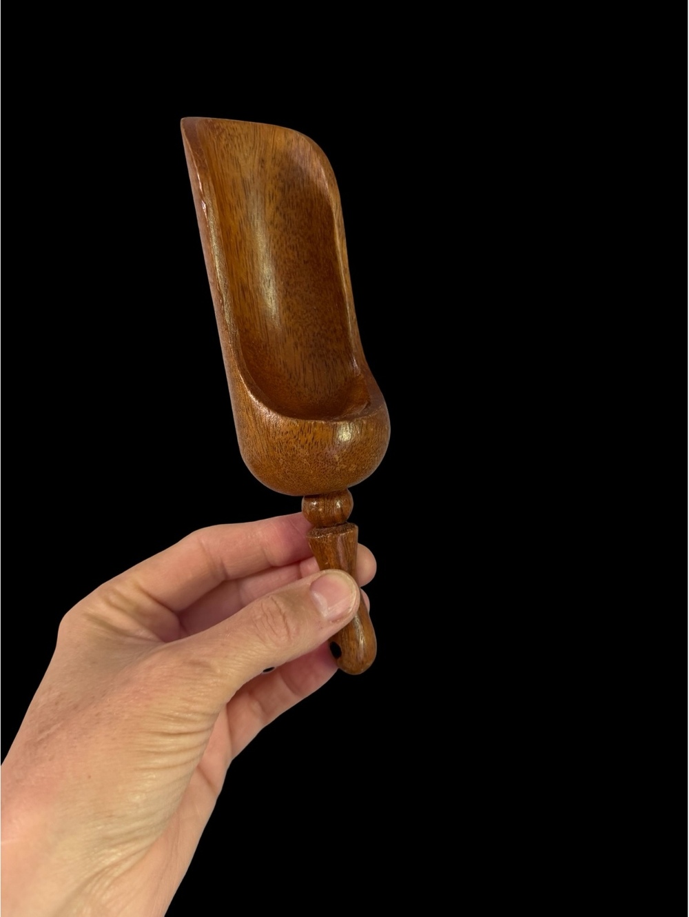 Vintage Carved Wooden Hand Scoop